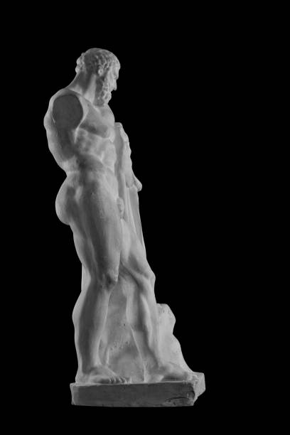 plaster statue of Hercules, naked man on isolated black background plaster statue of Hercules, naked man on isolated black background hercules florence italy muscular build statue stock pictures, royalty-free photos & images