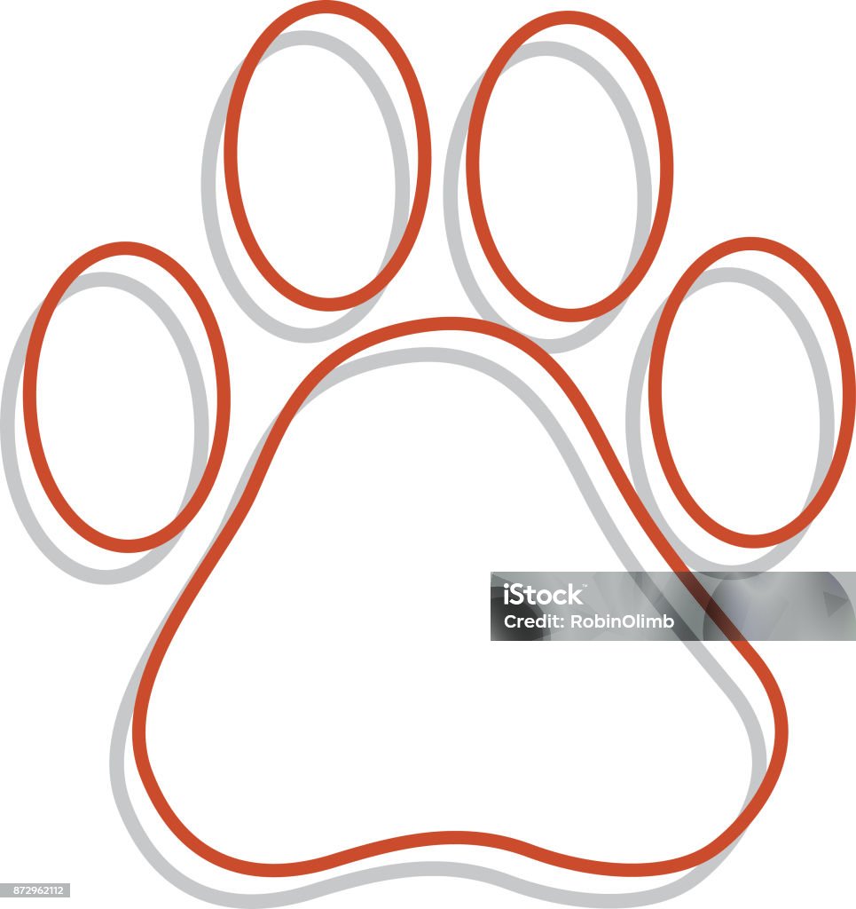 Line Art Paw print Vector illustration of a line art paw print with shadow. Paw stock vector