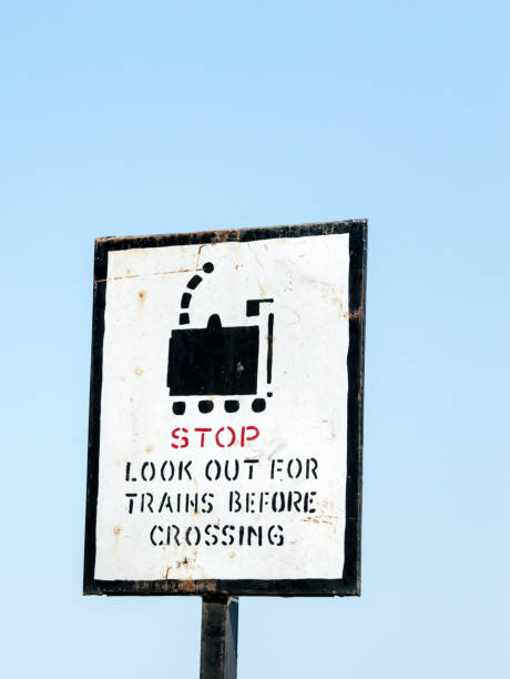 istock Railway safety sign board. 872963224