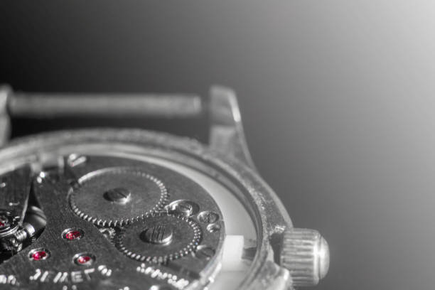 istock old clock mechanism close-up, back and front background blurred 872966512