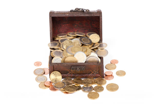 istock Wooden chest with money 872973484