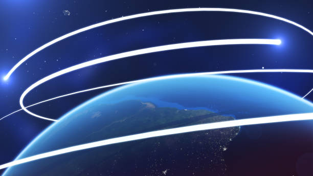 istock Planet earth globe from space with energy white streaks 872987996