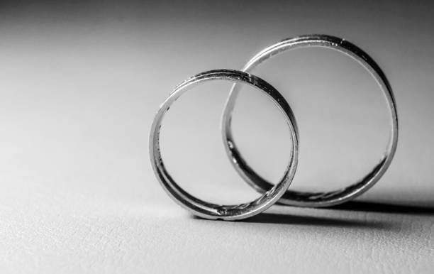 istock Pair of wedding rings on the table 872988358