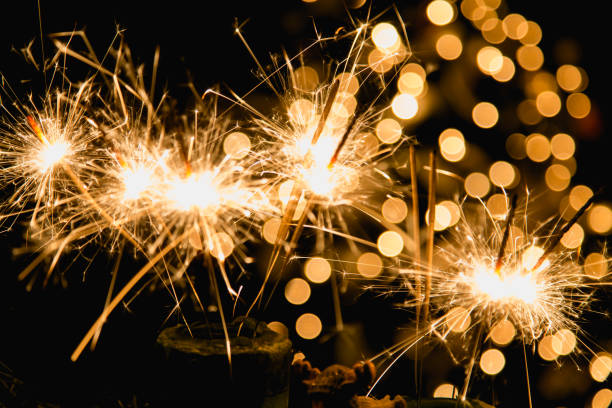 istock Atmospheric Christmas background with fireworks 872989168