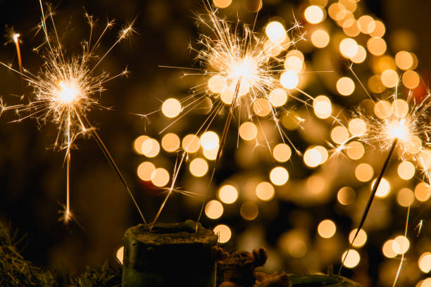 istock Atmospheric Christmas background with fireworks 872990610