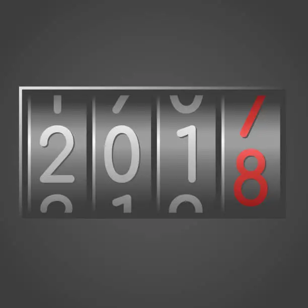 Vector illustration of Analog counter New Year 2018. Vector illustration.