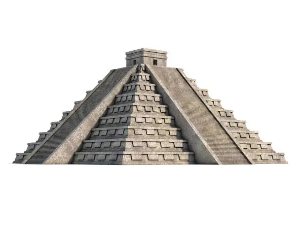 Mayan pyramid  on a white background 3d rendering