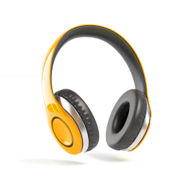 Yellow headphones isolated 3d illustration