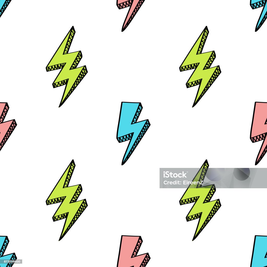 Vector abstract retro pattern with lightning bolts. Trendy thunder background in comics style. Abstract stock vector