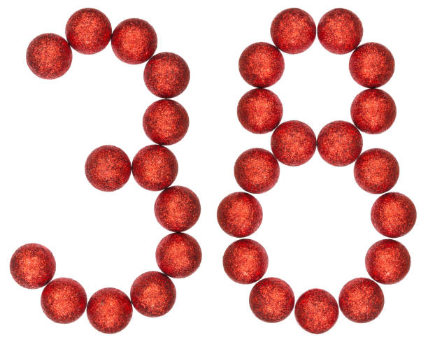 istock Numeral 38, thirty eight, from decorative balls, isolated on white background 873066062