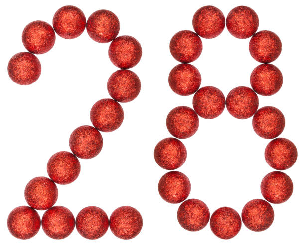 istock Numeral 28, twenty eight, from decorative balls, isolated on white background 873066278