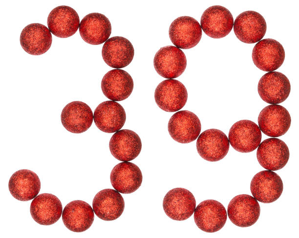 Numeral 39, thirty nine, from decorative balls, isolated on white background