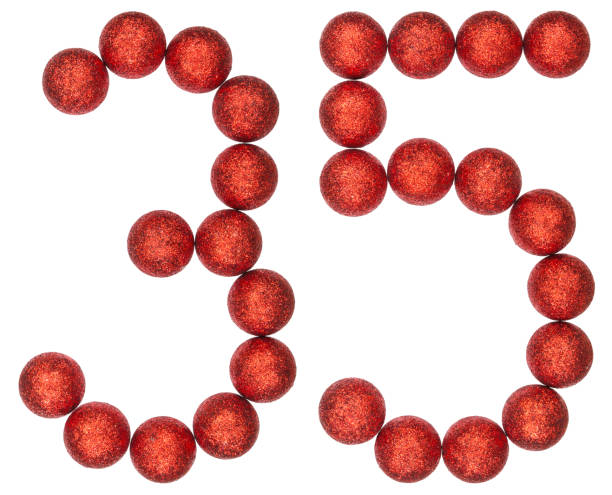 istock Numeral 35, thirty five, from decorative balls, isolated on white background 873068898