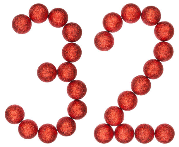 istock Numeral 32, thirty two, from decorative balls, isolated on white background 873069140