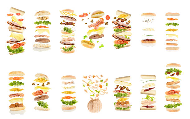 istock fourteen different open floating sandwich 873069548