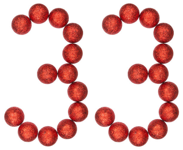 istock Numeral 33, thirty three, from decorative balls, isolated on white background 873072380