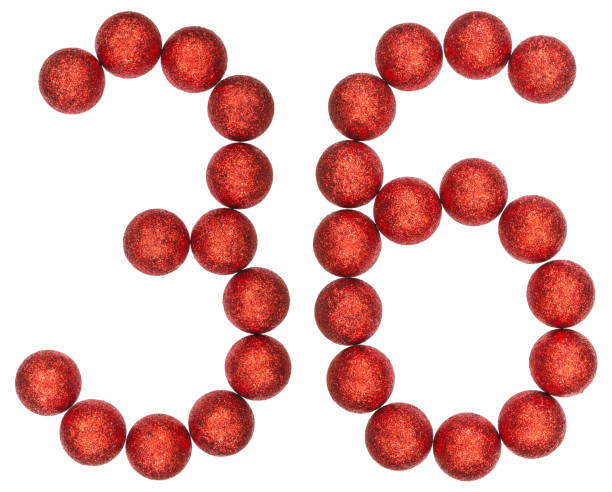 istock Numeral 36, thirty six, from decorative balls, isolated on white background 873075424