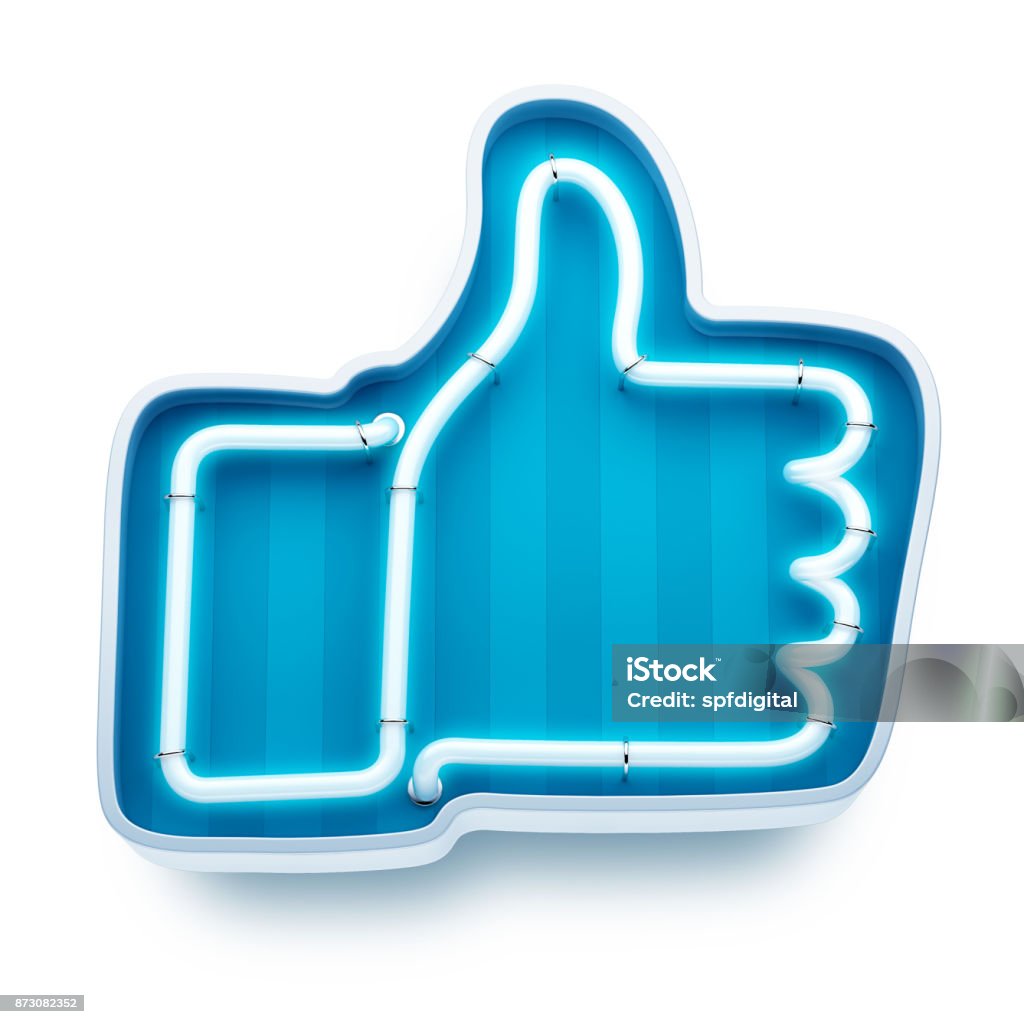 Neon button like on a white background. 3d render Social Media Stock Photo