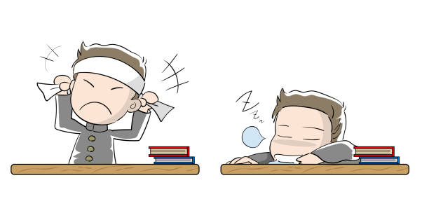 Student boy set · Motivation and laziness Education vector illustration material hachimaki stock illustrations