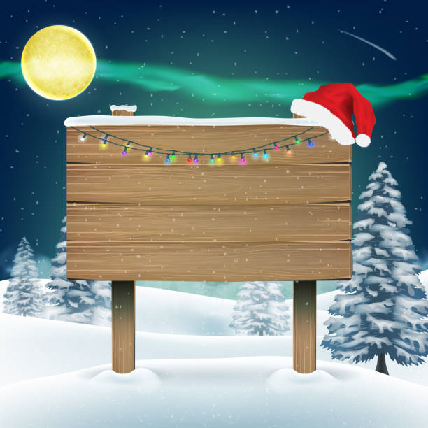 istock santa claus hat on wood board sign 873088428