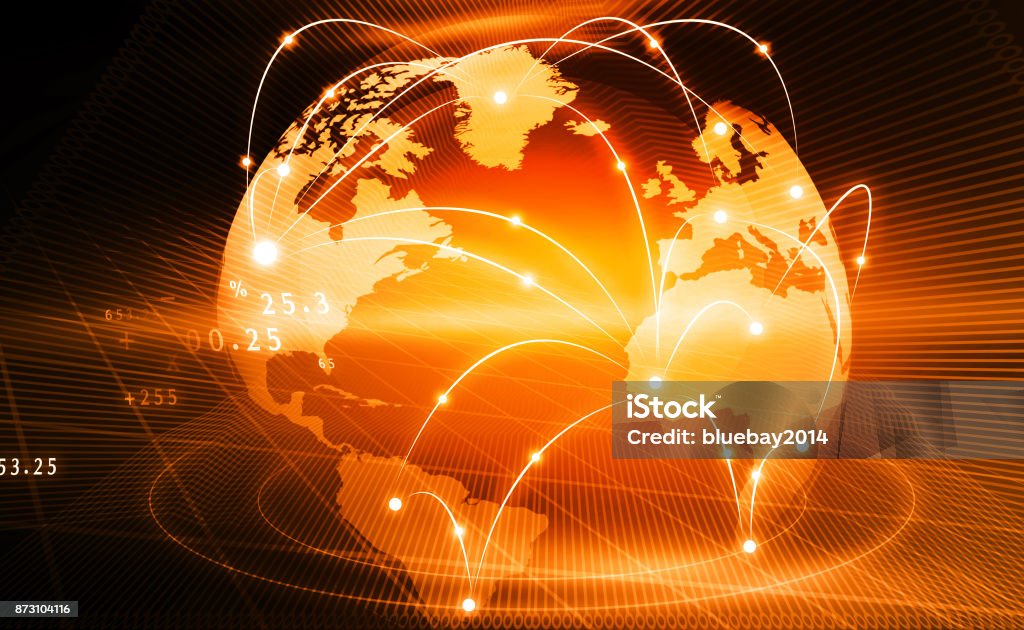 Global business network Futuristic background of Global business network World Map Stock Photo