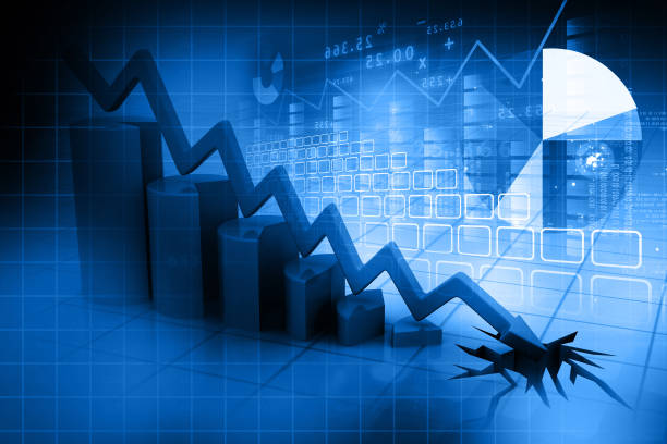ビジネスの衰退を示すグラフ - stock exchange ストックフォトと画像