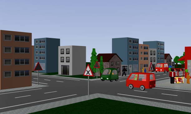 istock Intersection with right before left regulation with two colorful cars. 873108200