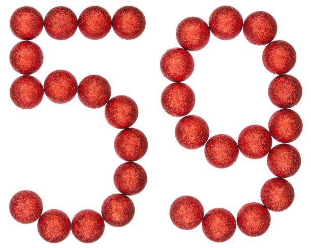 istock Numeral 59, fifty nine, from decorative balls, isolated on white background 873110984
