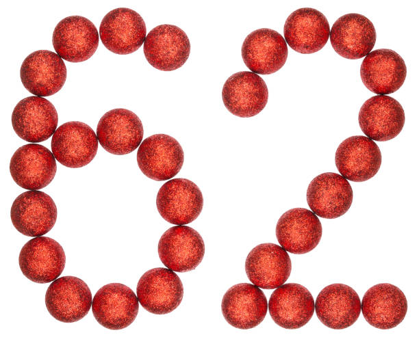 istock Numeral 62, sixty two, from decorative balls, isolated on white background 873111816