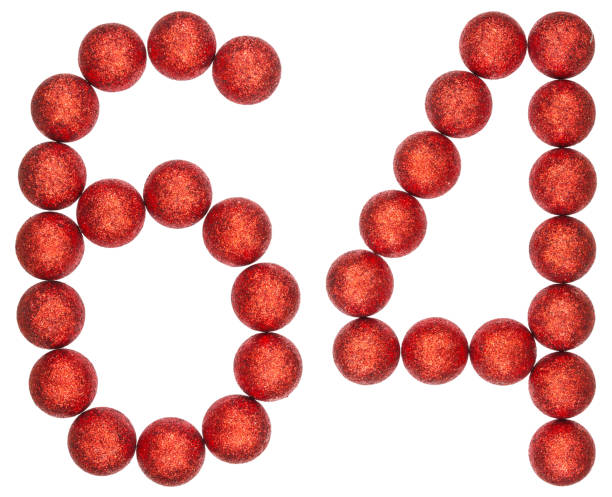 istock Numeral 64, sixty four, from decorative balls, isolated on white background 873118750
