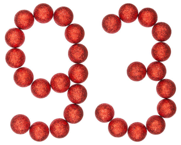 istock Numeral 93, ninety three,  from decorative balls, isolated on white background 873119254