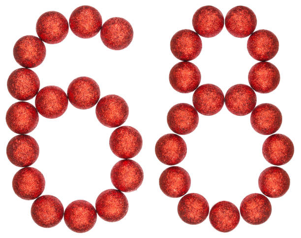 istock Numeral 68, sixty eight, from decorative balls, isolated on white background 873122310