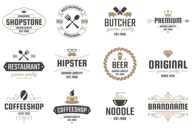 Restaurant Retro Vector Logo for banner Restaurant Retro Vector Logo for banner, poster, flyer hipster stock illustrations