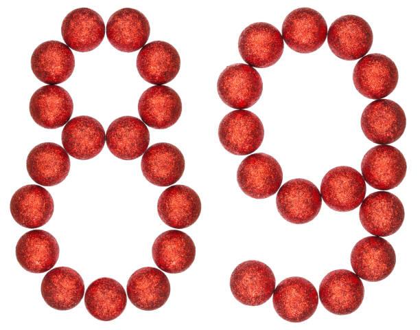 istock Numeral 89, eighty nine, from decorative balls, isolated on white background 873126096