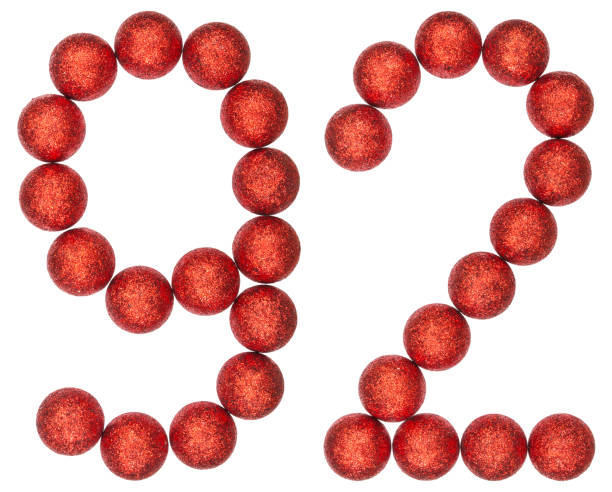 istock Numeral 92, ninety two, from decorative balls, isolated on white background 873127126