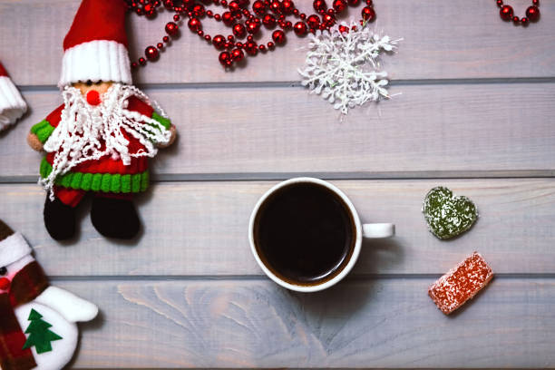 istock Coffee break. Making Christmas toys. New Year decoration. 873129870