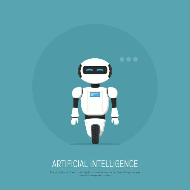 Modern Robot in flat style. Concept artificial Intelligence. Modern Robot in flat style. Concept artificial Intelligence. Vector illustration. cartoon robot images stock illustrations