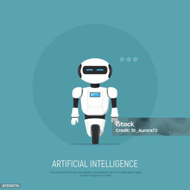Modern Robot In Flat Style Concept Artificial Intelligence Stock Illustration - Download Image Now