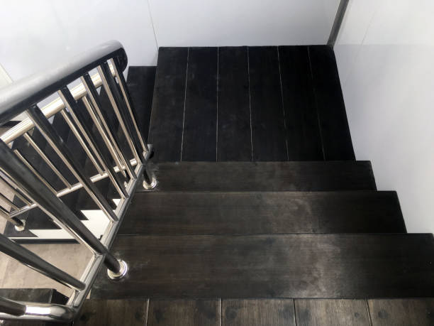 istock Spiral staircase pattern, Black and White tone 873137602