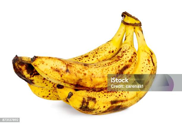 Yellow Over Ripe Bananas Stock Photo - Download Image Now - Above, Aging Process, Backgrounds