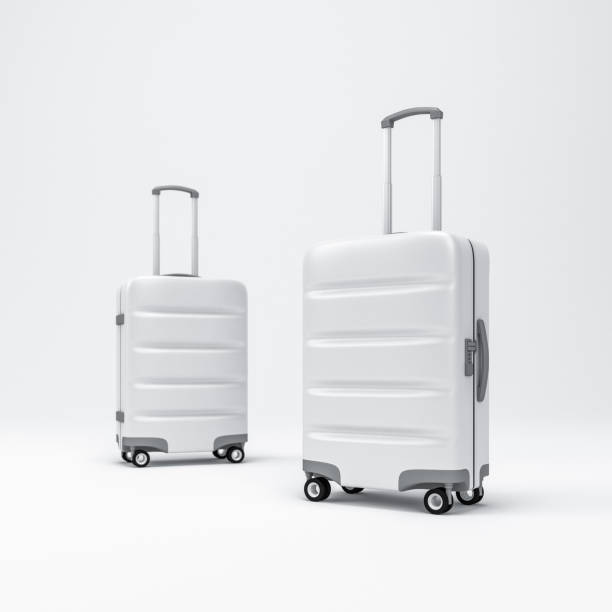istock Two White Luggage mockup, Suitcase, baggage 873146600