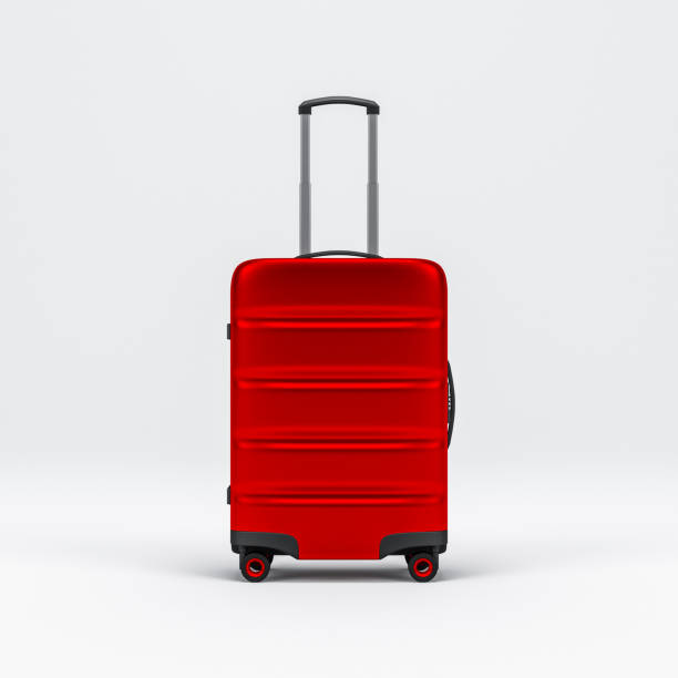 istock Red Luggage mockup, Suitcase, baggage 873146604