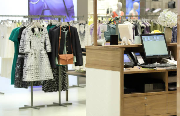 Clothing store cashier stock photo