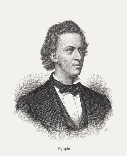 ilustrações, clipart, desenhos animados e ícones de frédéric chopin (compositor polonês-francês, 1810-1849), aço gravura, publicada em 1890 - frederic chopin