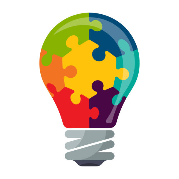 Colorful Bulb Icon With Puzzle Concept Stock Illustration - Download Image  Now - Light Bulb, Multi Colored, Abstract - iStock