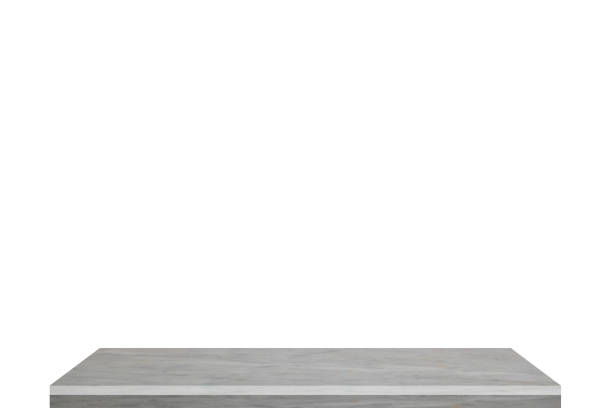 istock white  top marble shelf and stone floor  texture background, can be used display product 873165468