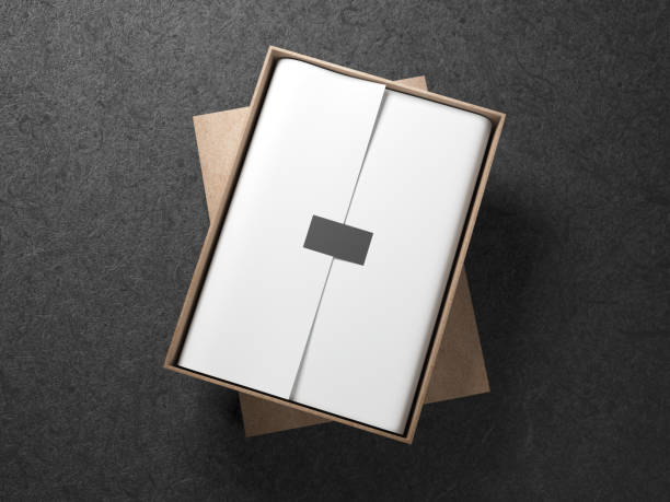 istock Cardboard Box with White wrapping paper and black label sticker 873167626