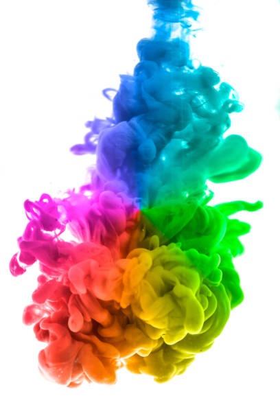 istock Acrylic colors and ink in water. Abstract frame background. Isolated on white 873176870