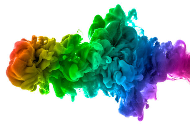 istock Acrylic colors and ink in water. Abstract frame background. Isolated on white 873176950