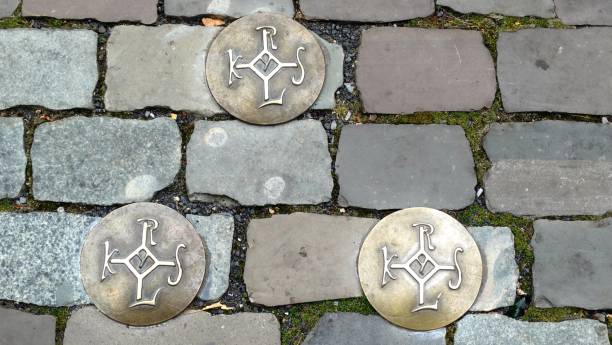 Seal of Charlemagne, Charles the Great Seal in the footway in the centre of Aachen aachen stock pictures, royalty-free photos & images